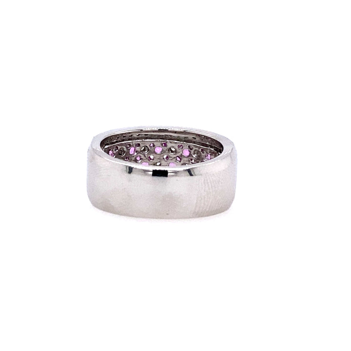 Estate 14K White Gold Pink Sapphire & Diamond Multi-Row Band by Effy
