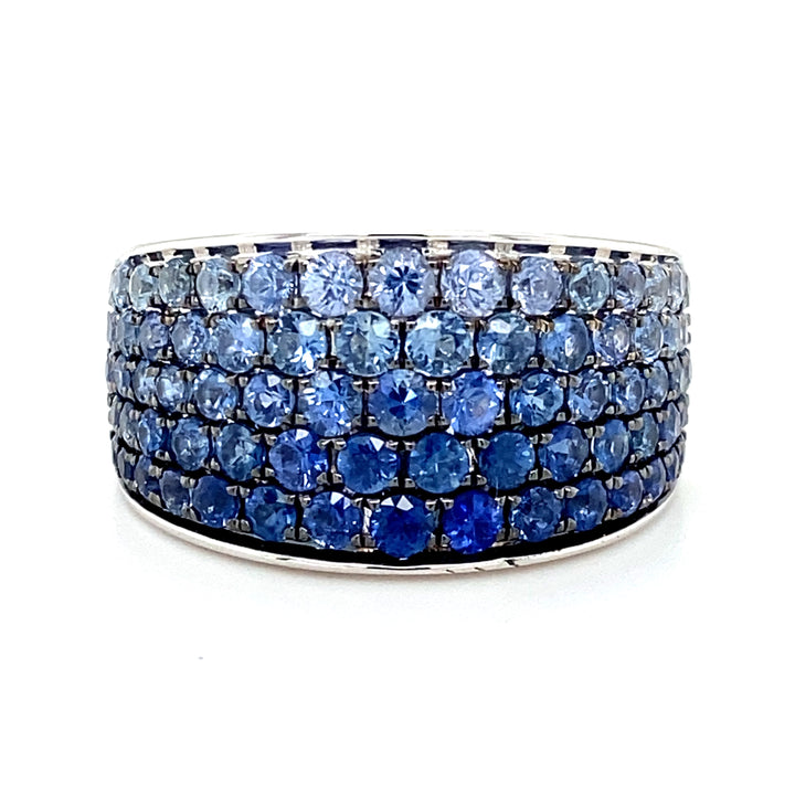 14K White Gold 2.30ctw Ombre Blue Sapphire Wide Fashion Band by Le Vian
