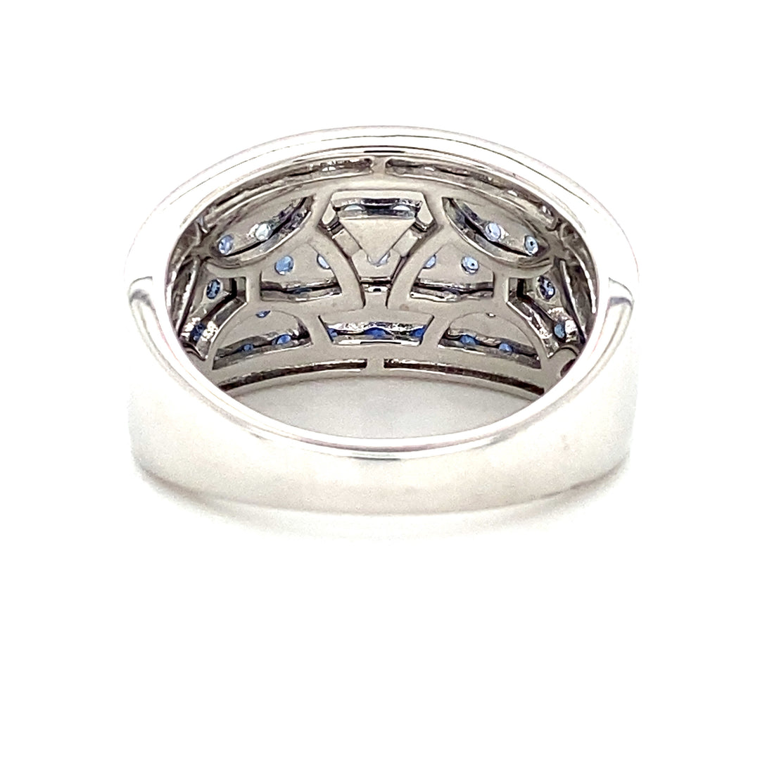 14K White Gold 2.30ctw Ombre Blue Sapphire Wide Fashion Band by Le Vian
