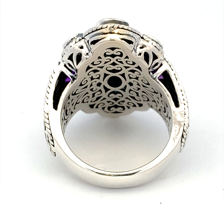 Sterling Silver Multi Gemstone Balinese Ring by Samuel B.