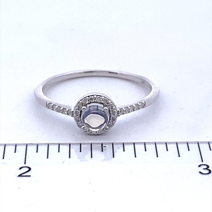 14K White Gold 0.61CTW Rainbow Moonstone & Diamond Halo Ring by Samuel B.