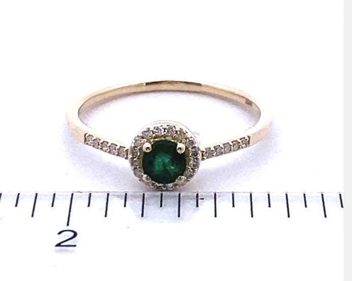 14K Yellow Gold 0.62CTW Emerald & Diamond Halo Ring by Samuel B.