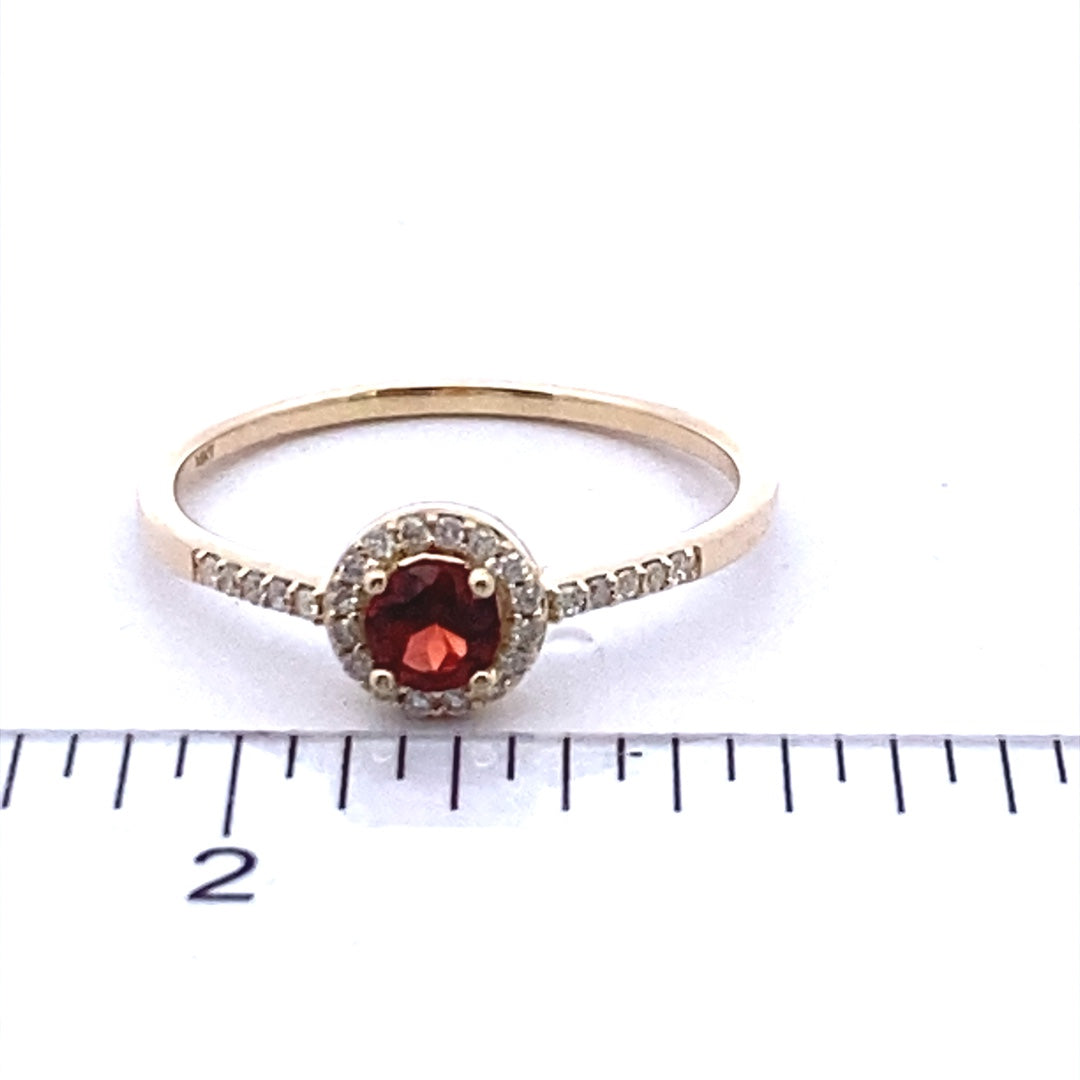 14K Yellow Gold 0.78CTW Garnet & Diamond Halo Ring by Samuel B.