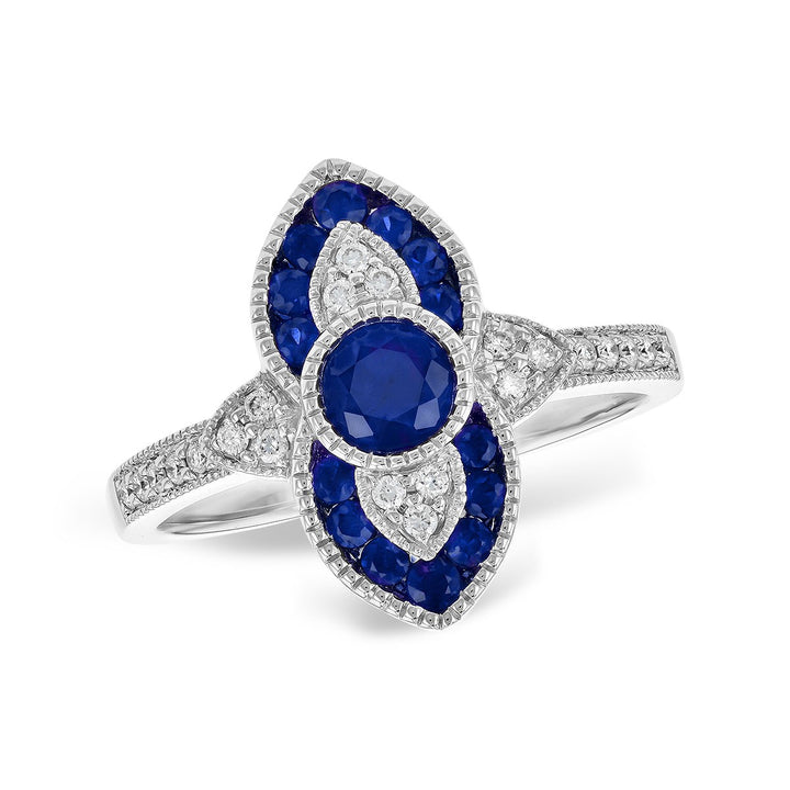 14K White Gold 0.80CTW Blue Sapphire & Diamond Ring by Allison Kaufman