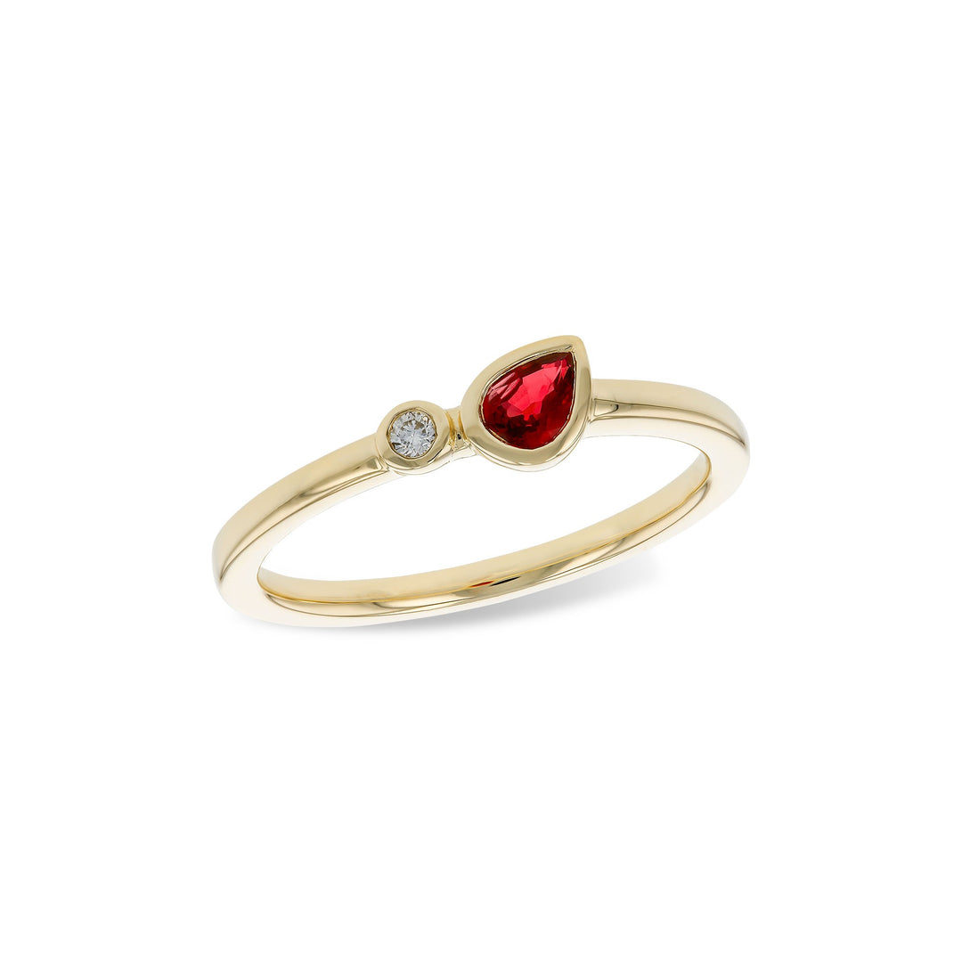 14K Yellow Gold 0.26CTW Pear Ruby & Diamond Ring by Allison Kaufman