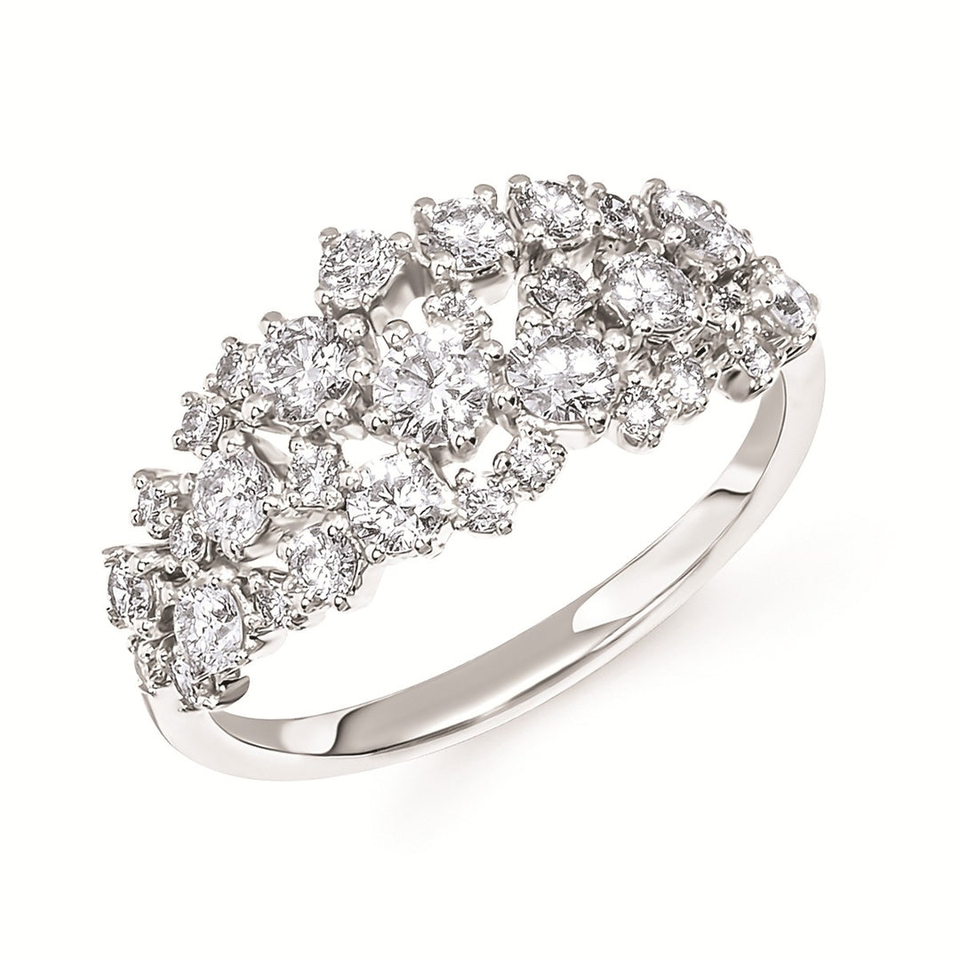 14K White Gold 1.00CTW Multi-Row Diamond Band