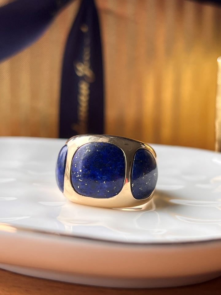 Estate 18K Yellow Gold Lapis Lazuli Statement Ring