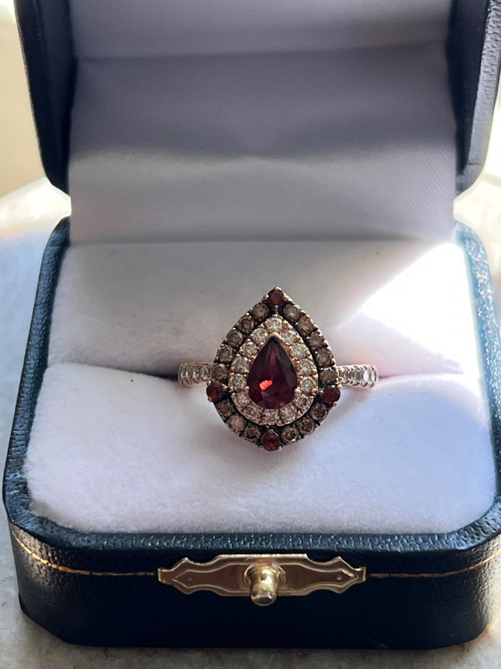 Estate Le Vian 14KT Rose Gold Garnet and Diamond Ring, Contemporary