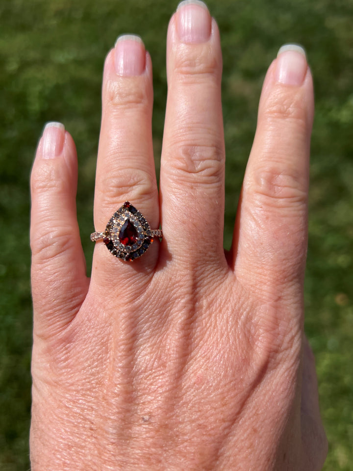 Estate Le Vian 14KT Rose Gold Garnet and Diamond Ring, Contemporary