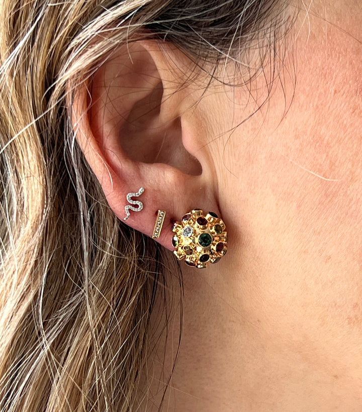 Estate 18KT Yellow Gold Multi Gemstone Sputnik Clip On Earrings, Attributed to H. Stern, circa 1960's