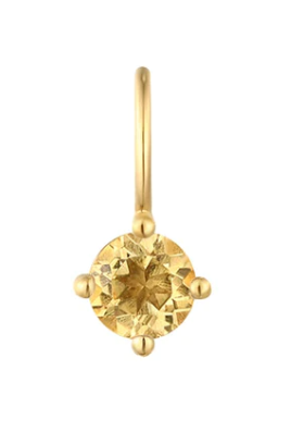 14K Yellow Gold Round Citrine Solitaire Charm by Aurelie Gi