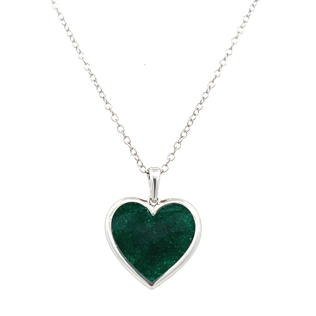 Sterling Silver 2.00ctw Crushed Emerald Heart Necklace