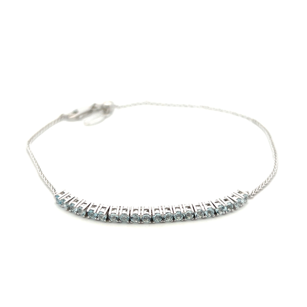 Sterling Silver Aquamarine Bolo Bracelet by Samuel B.