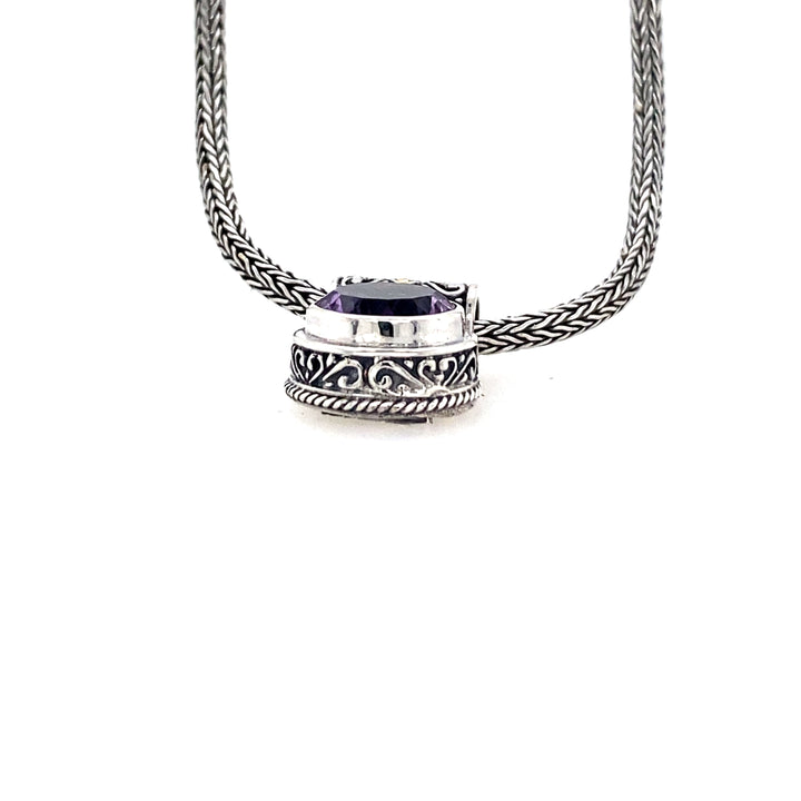 Sterling Silver & 18K Yellow Gold Amethyst Solitaire Necklace by Samuel B.