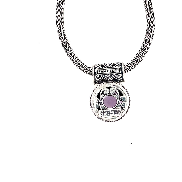 Sterling Silver & 18K Yellow Gold Amethyst Solitaire Necklace by Samuel B.
