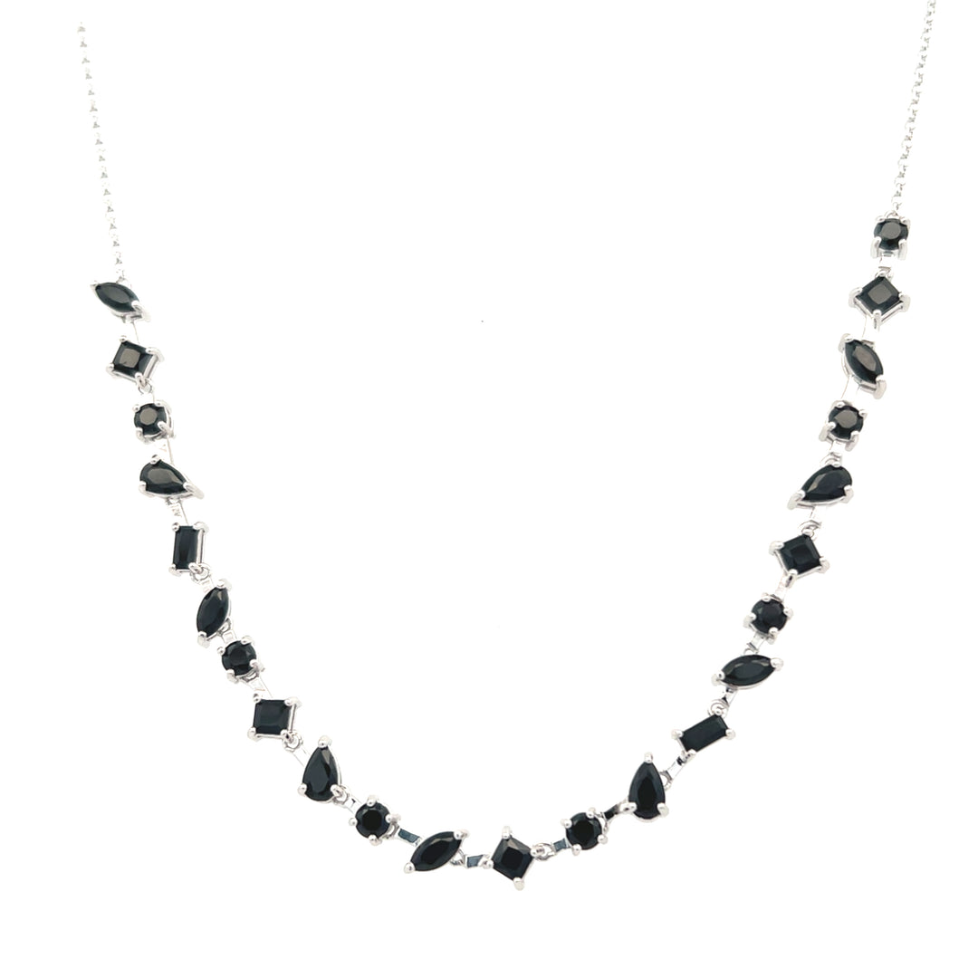Sterling Silver Multi-Shape Black Spinel Necklace by Samuel B.