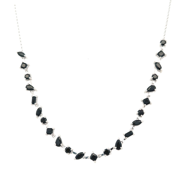 Sterling Silver Multi-Shape Black Spinel Necklace by Samuel B.