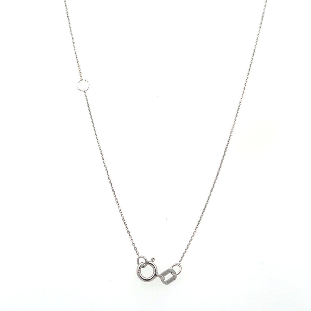 14K White Gold Oval White Topaz & Diamond Necklace