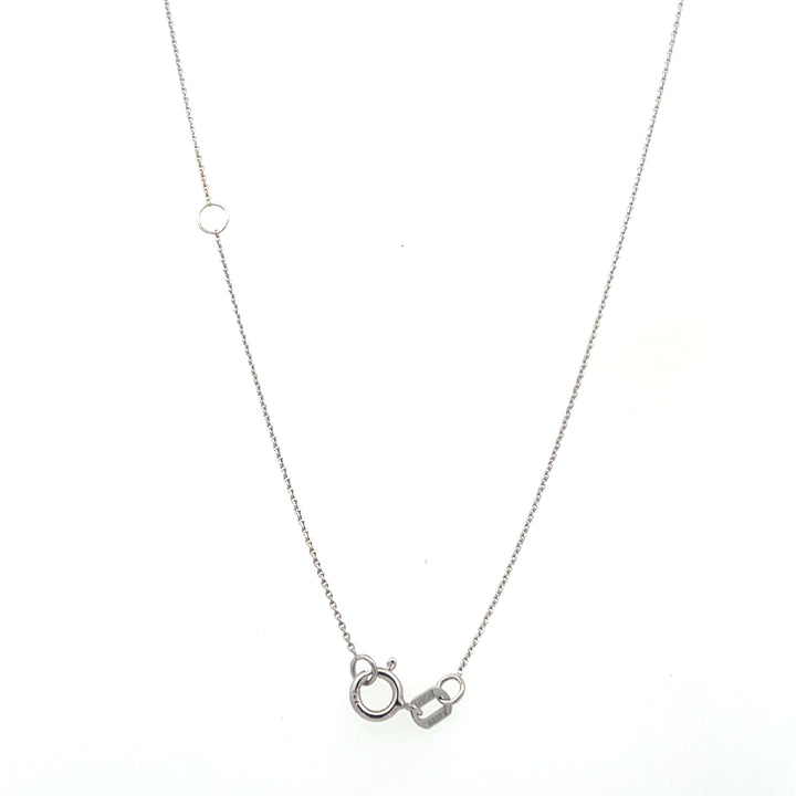 14K White Gold Oval White Topaz & Diamond Necklace