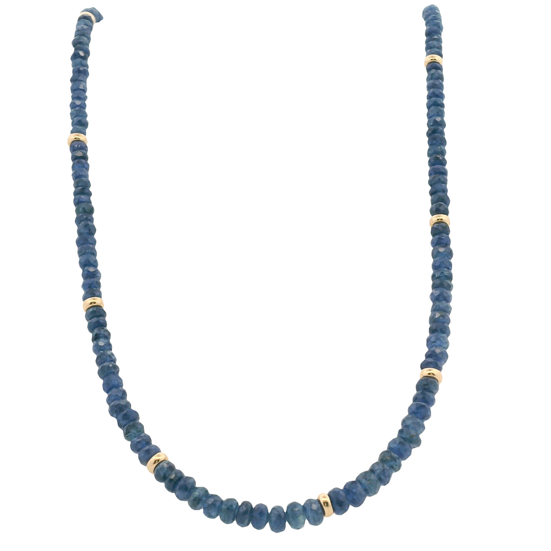 18K Yellow Gold 40.56CTW Blue Sapphire Bead Necklace