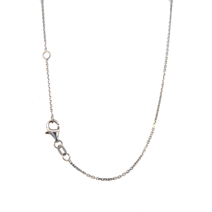 Estate 14K White Gold Carved Jadeite & Diamond Drop Necklace