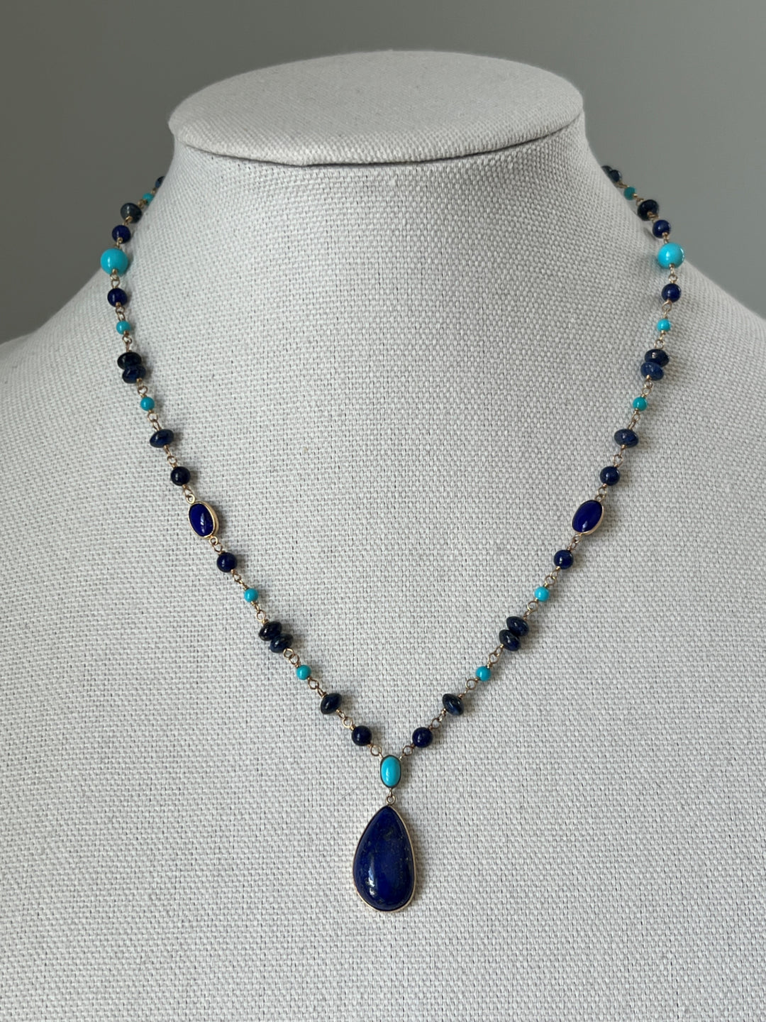 Estate Effy 14K Yellow Gold Lapis Lazuli & Turquoise Beaded Necklace
