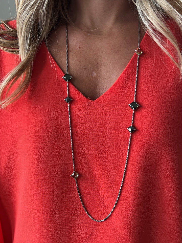 Estate David Yurman Sterling Silver Citrine, Hematite & Diamond Chatelaine Station Necklace
