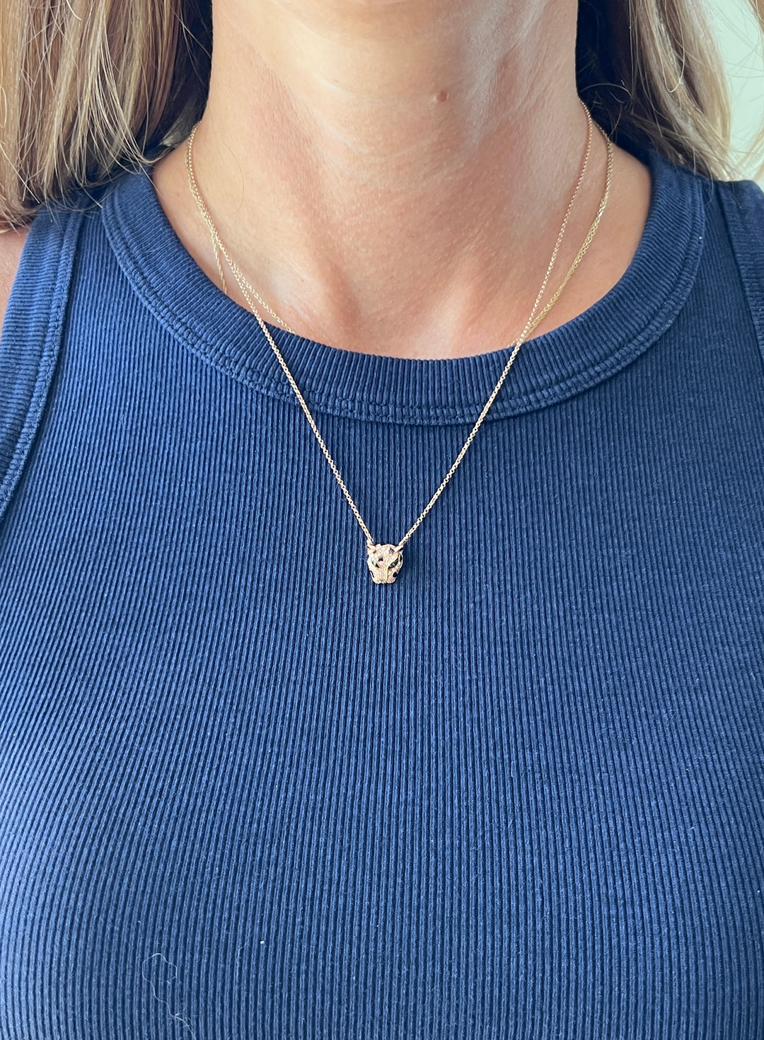 Estate 14K Rose Gold 0.33CTW Tsavorite Garnet & Diamond Panther Necklace by Effy