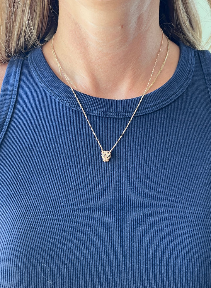 Estate 14K Rose Gold 0.33CTW Tsavorite Garnet & Diamond Panther Necklace by Effy