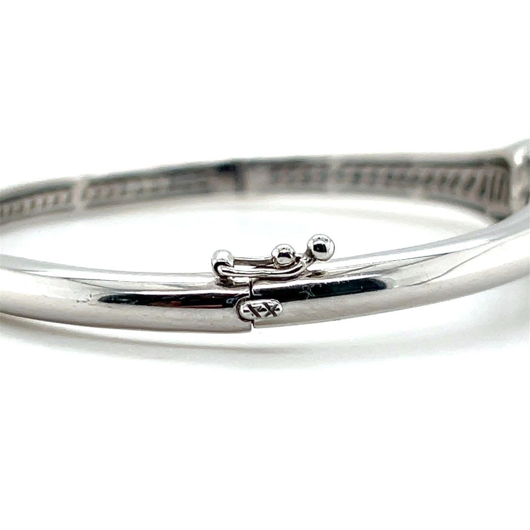 Estate Sterling Silver 0.10CTW Tsavorite Garnet &  Diamond Panther Bangle Bracelet by Effy