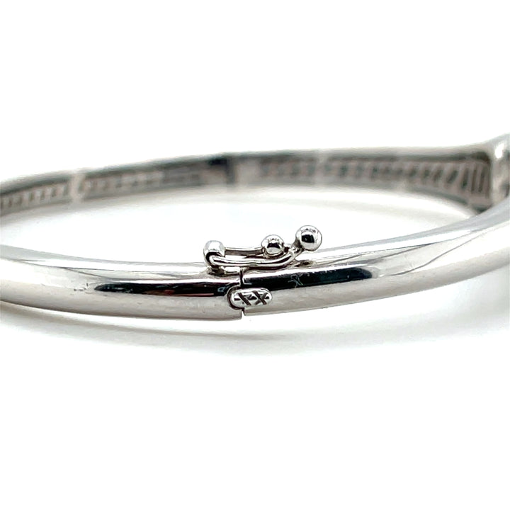 Estate Sterling Silver 0.10CTW Tsavorite Garnet &  Diamond Panther Bangle Bracelet by Effy