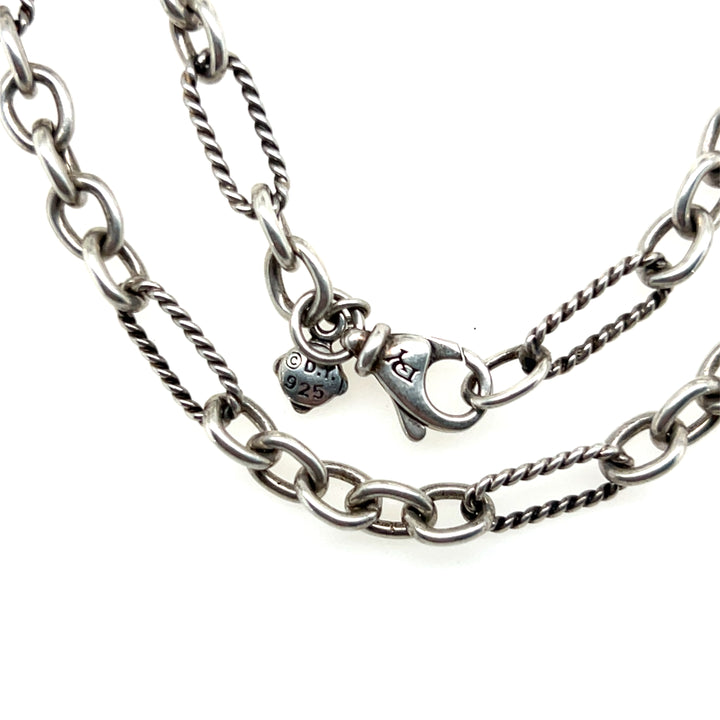 Estate Sterling Silver David Yurman Pearl Station Necklace