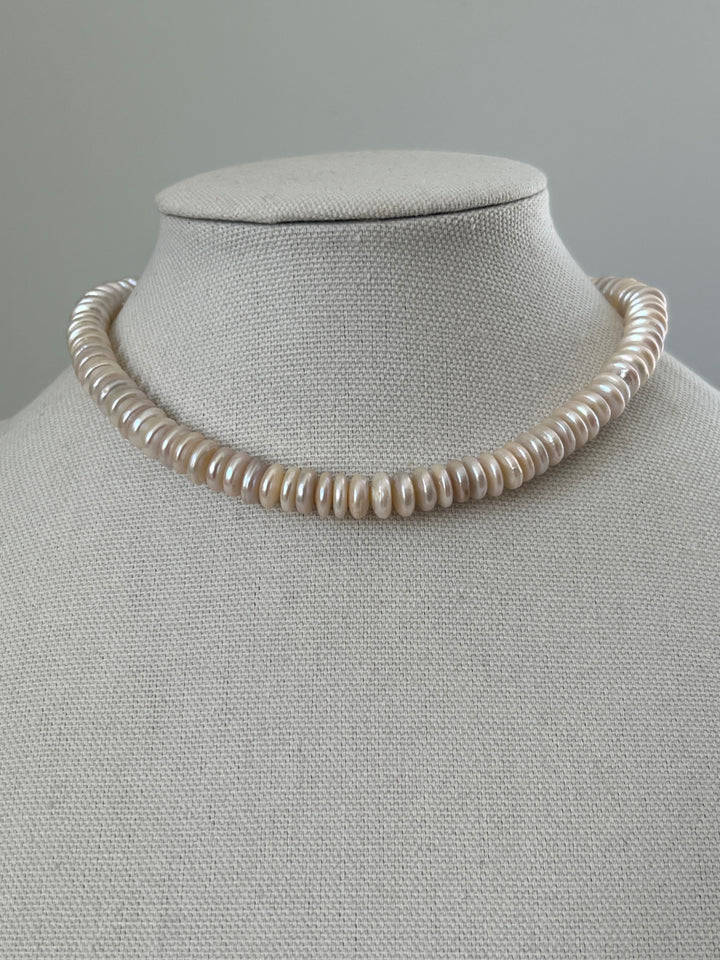 Estate Mid-Century Modern Betty Cooke 14K Yellow Gold Coin Pearl Necklace