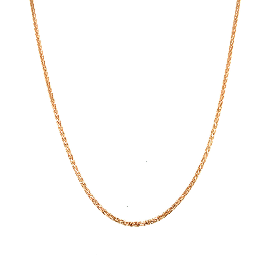 14K Rose Gold 1.00mm Adjustable Wheat Chain Necklace