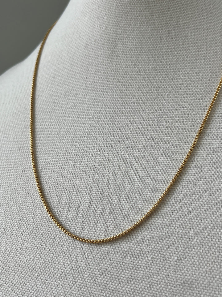 Estate 14K Yellow Gold 1.83MM Rounded Box Chain Necklace