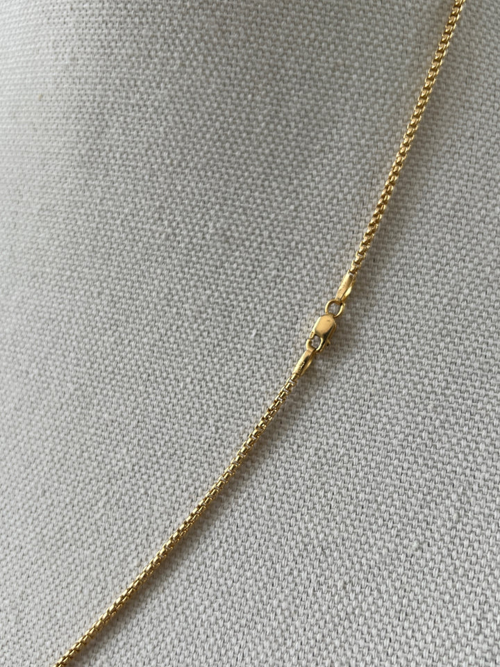 Estate 14K Yellow Gold 1.83MM Rounded Box Chain Necklace
