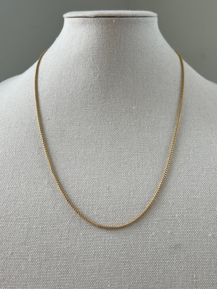 Estate 14K Yellow Gold 1.83MM Rounded Box Chain Necklace