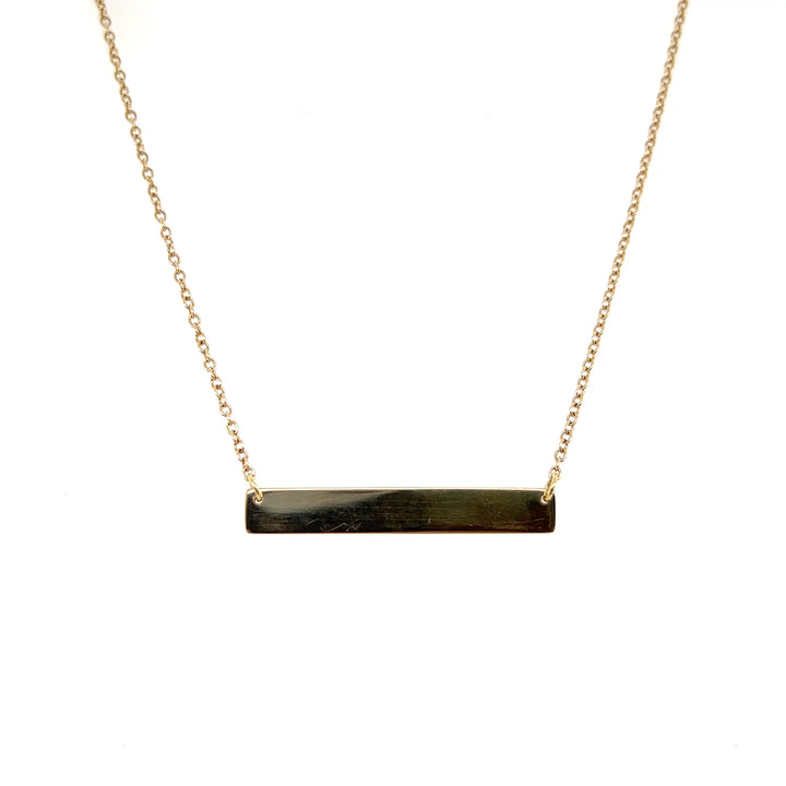Estate 14K Yellow Gold Bar Pendant Cable Chain