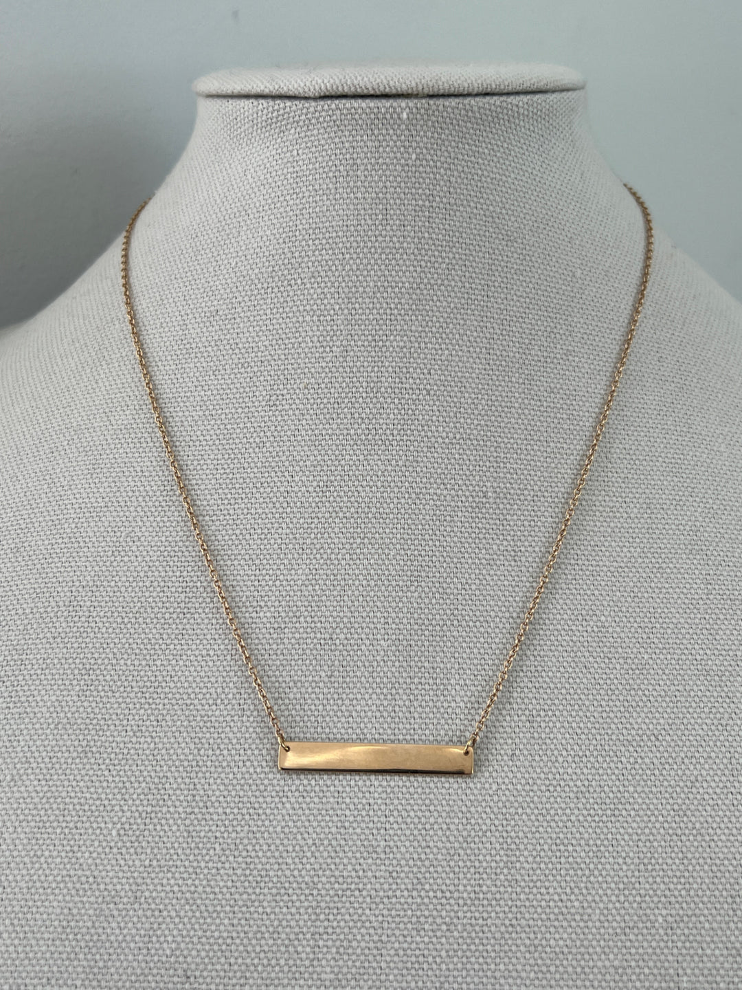Estate 14K Yellow Gold Bar Pendant Cable Chain