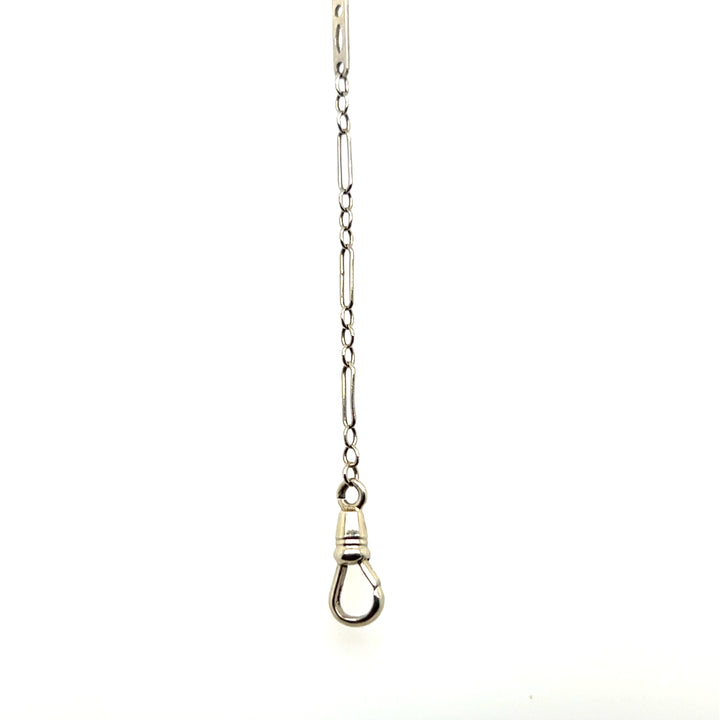 Estate Art Deco 14K White Gold Fancy Bar Link Watch Chain Necklace