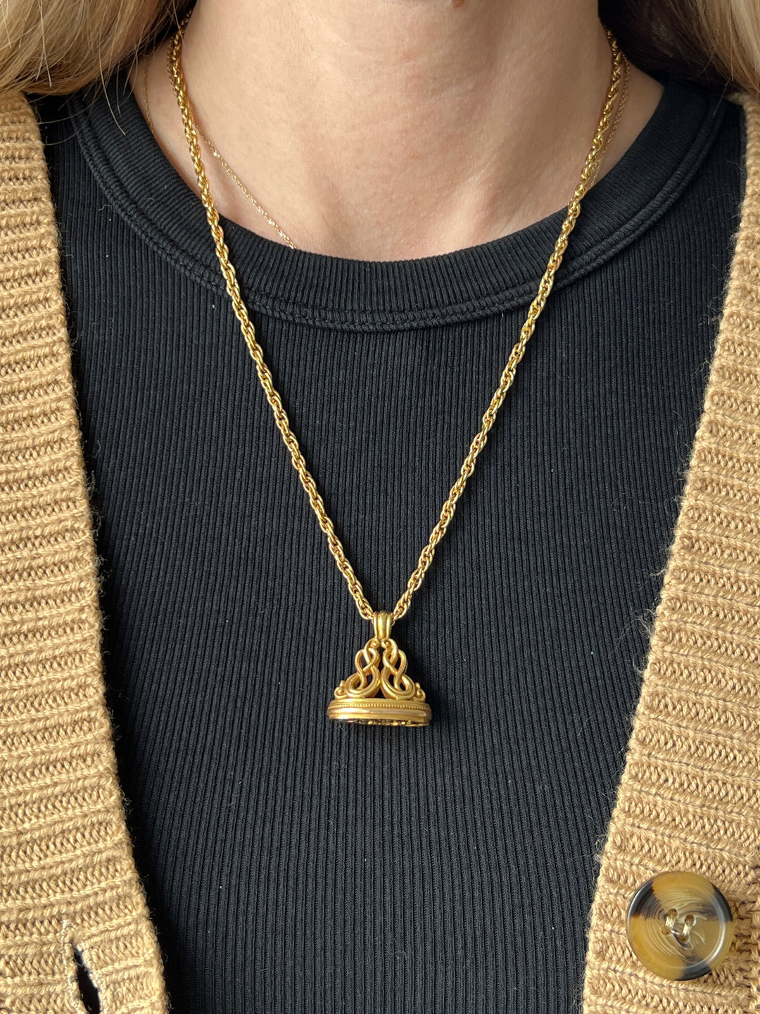 Estate 14K Yellow Gold "Festina Lente" Victorian Fob Seal Pendant