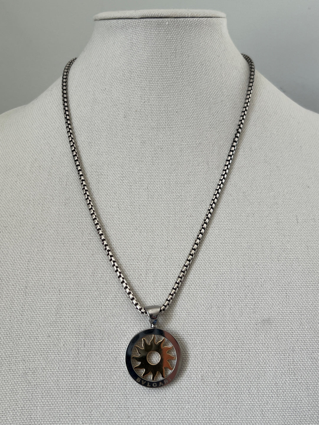 18K Yellow Gold & Stainless Steel Bvlgari Sunburst Pendant