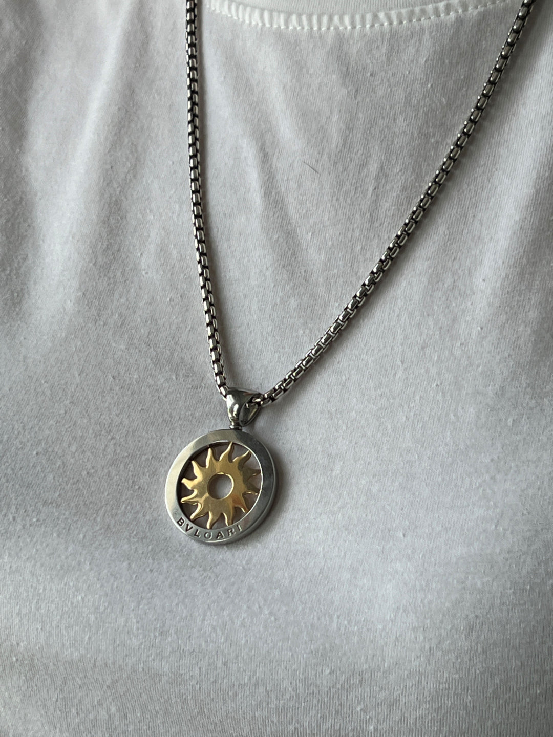 18K Yellow Gold & Stainless Steel Bvlgari Sunburst Pendant