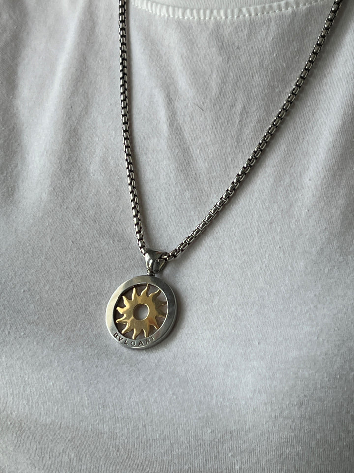 18K Yellow Gold & Stainless Steel Bvlgari Sunburst Pendant