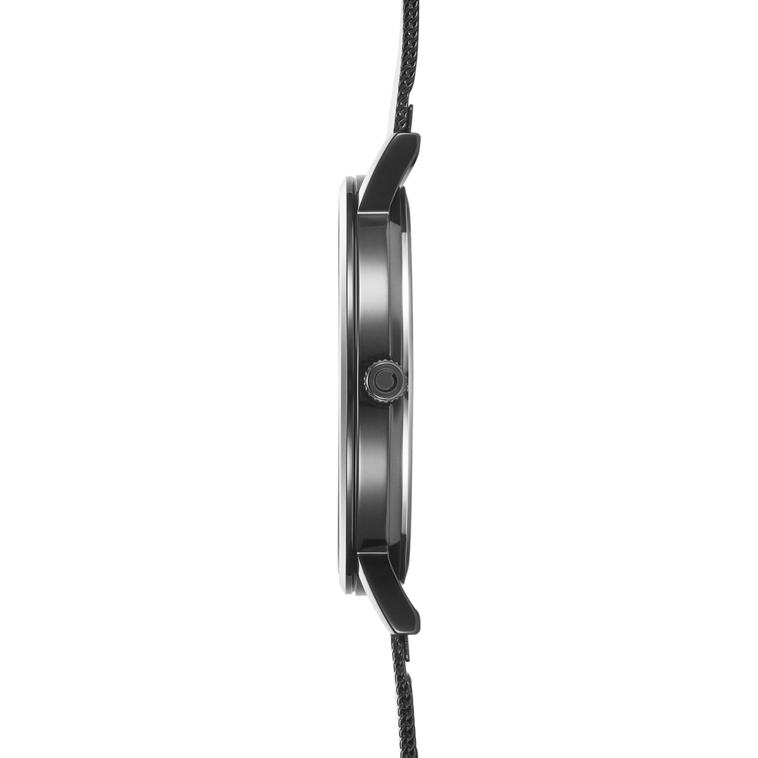 Obaku Brink Men's Black Dial Mesh Watch with Rose Gold Accents
