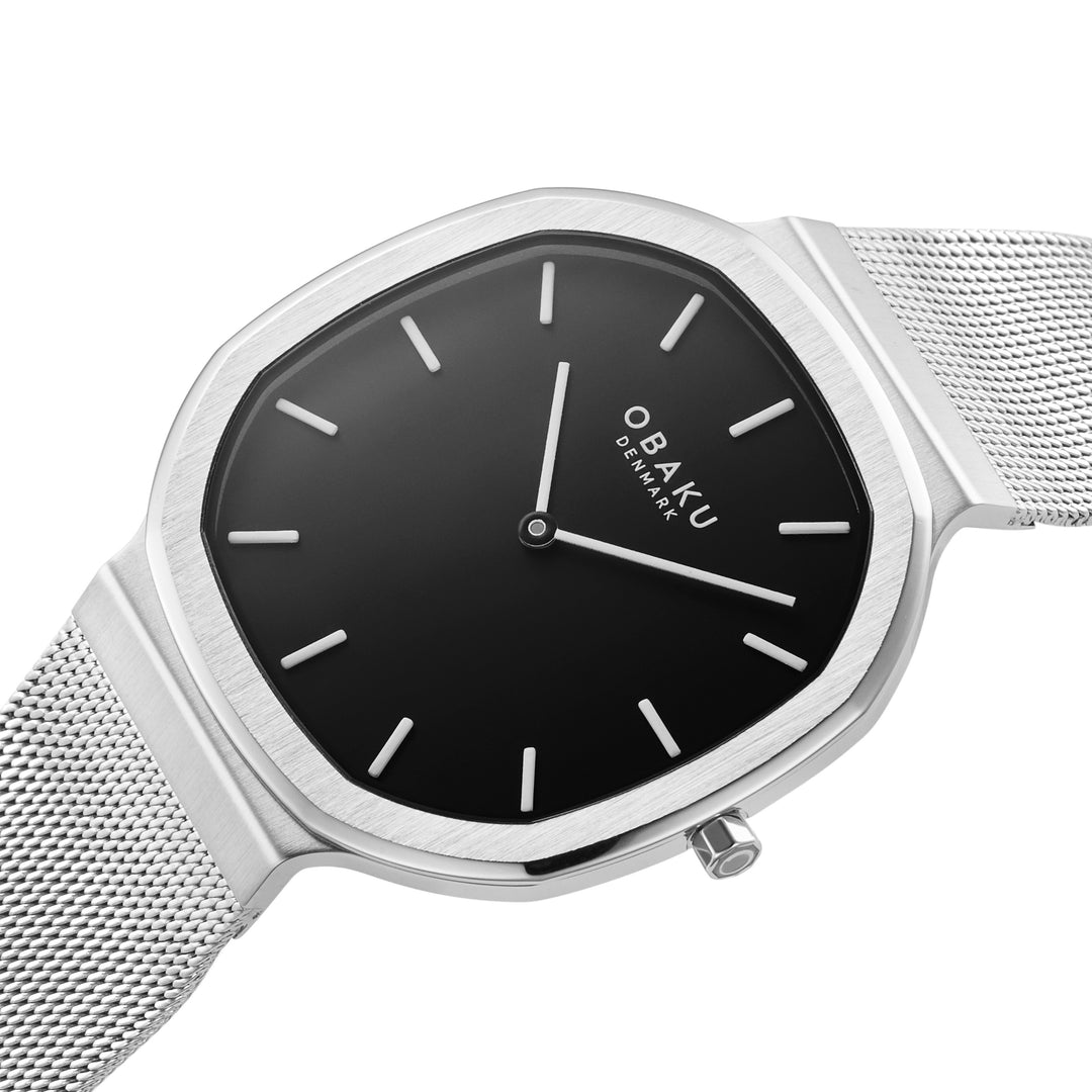 Stainless Steel Oktant Onyx Watch by Obaku