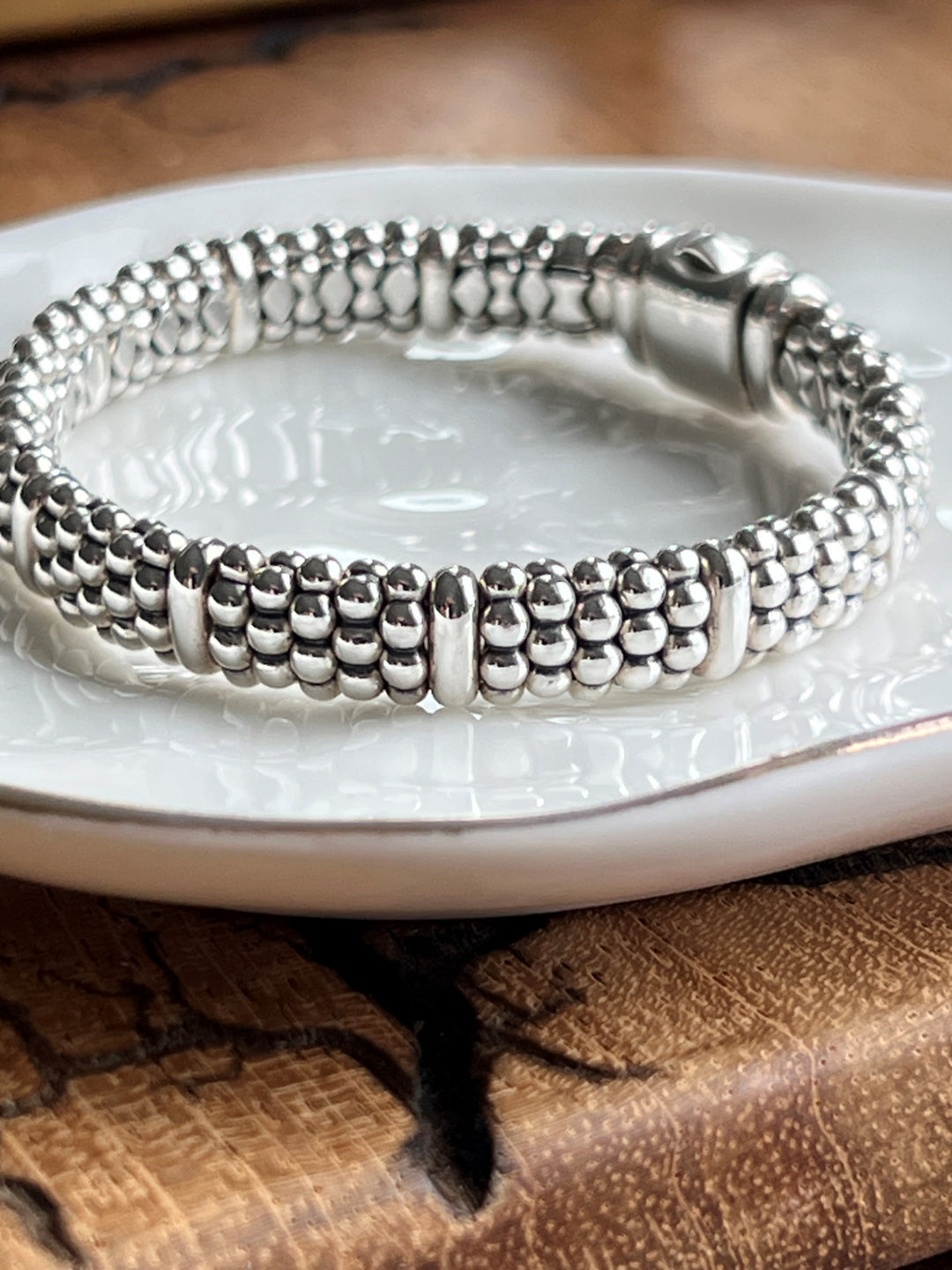 Estate Lagos Sterling Silver Caviar Bracelet
