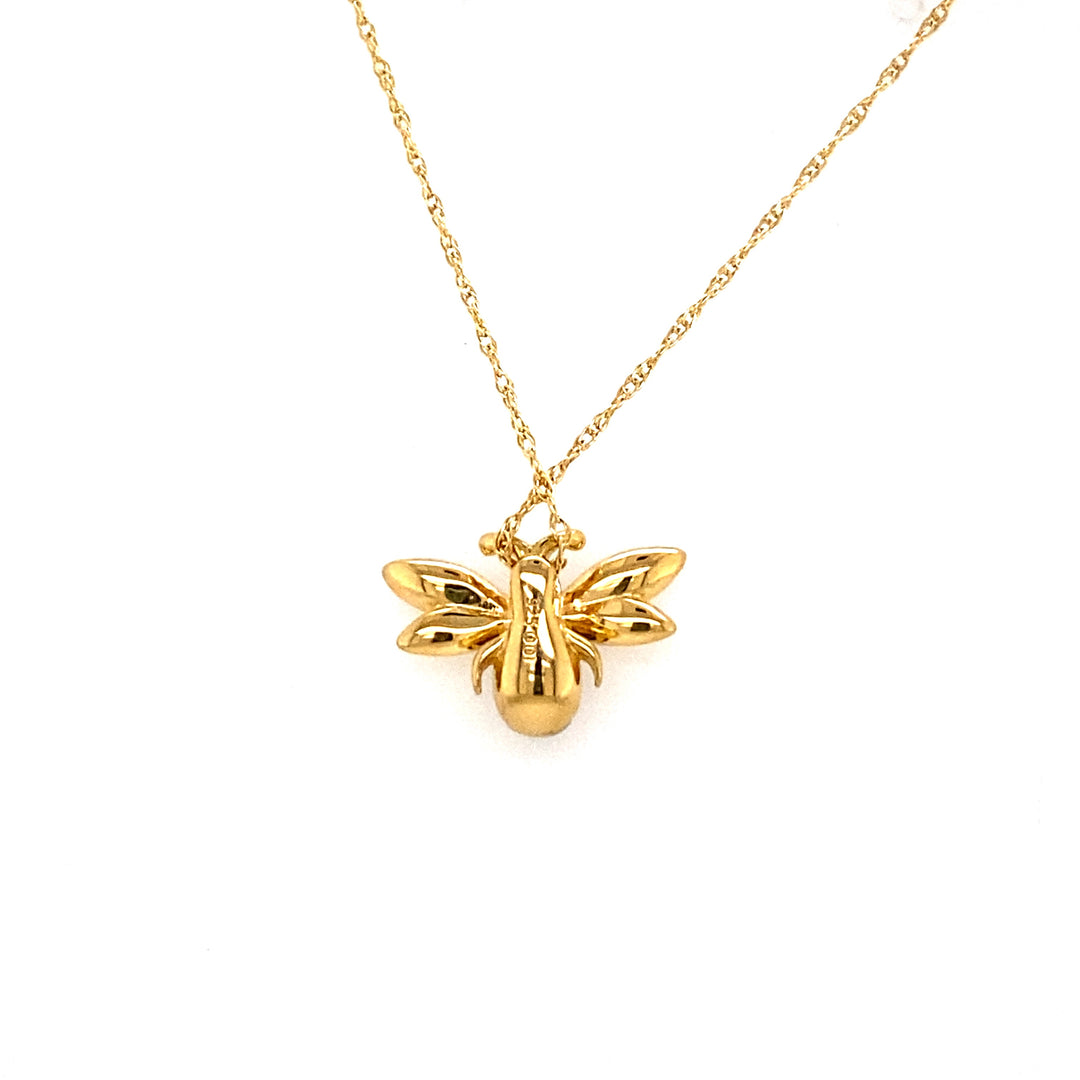 Sterling Silver & Yellow Gold Plated Diamond Bee Necklace