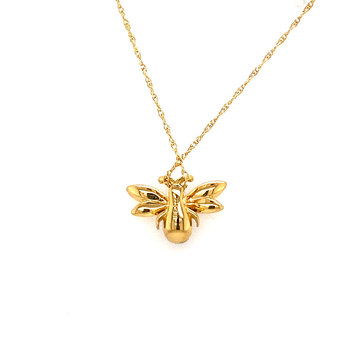 Sterling Silver & Yellow Gold Plated Diamond Bee Necklace