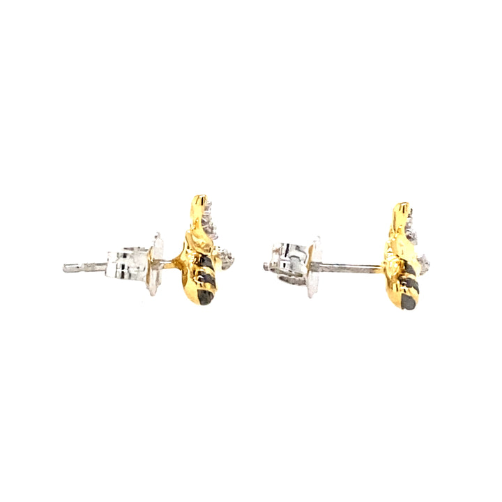 Gold Plated Diamond Bee Stud Earrings